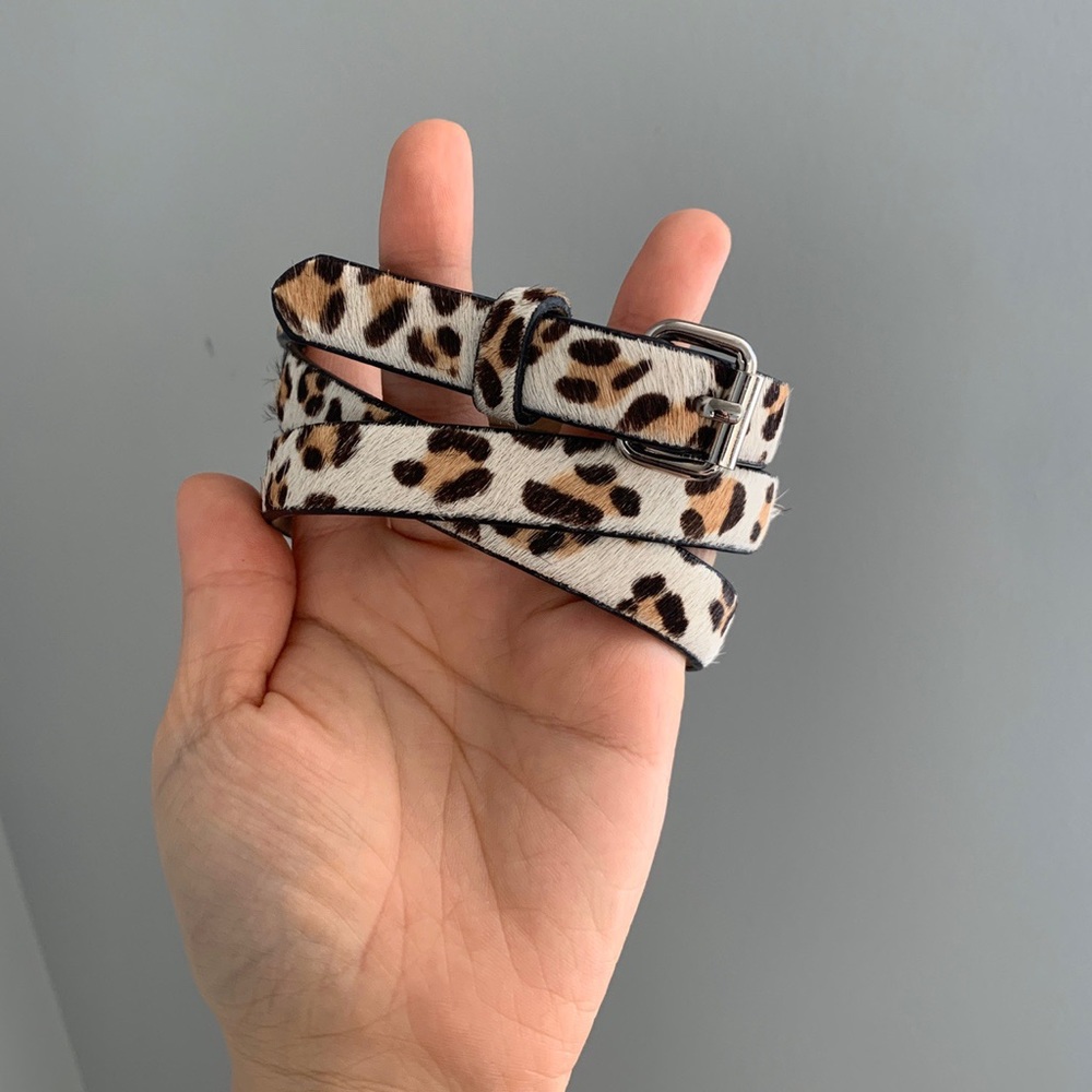 Ann Taylor leather leopard print skinny belt